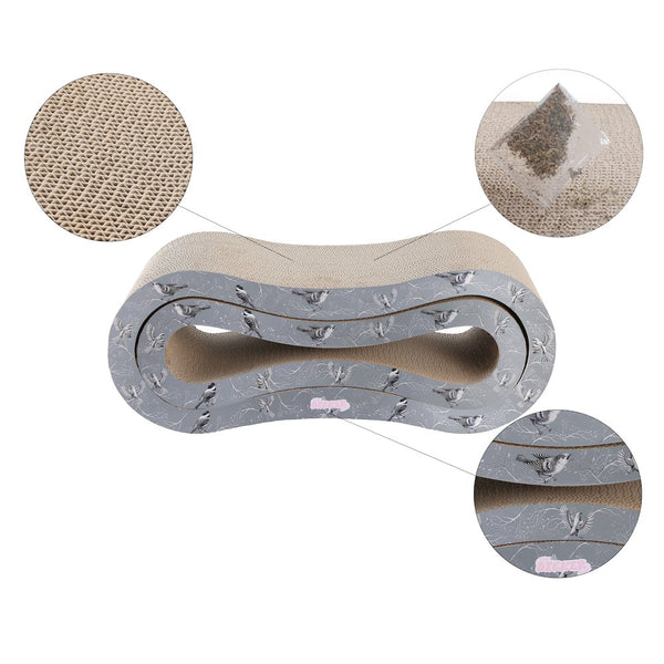 Suvi Modern Cardboard Infinity 2-in-1 Lounge Bed Cat Scratcher with Catnip