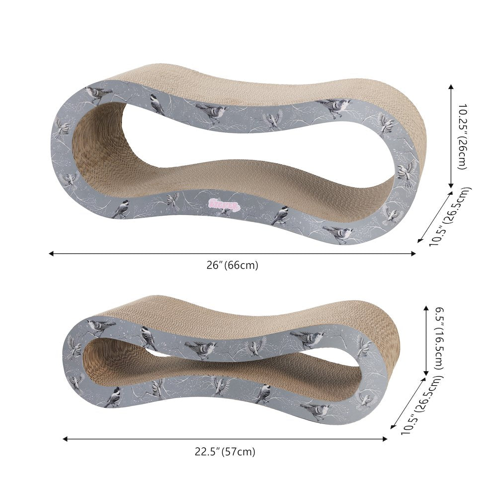 Suvi Modern Cardboard Infinity 2-in-1 Lounge Bed Cat Scratcher with Catnip