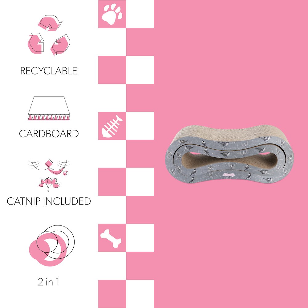 Suvi Modern Cardboard Infinity 2-in-1 Lounge Bed Cat Scratcher with Catnip
