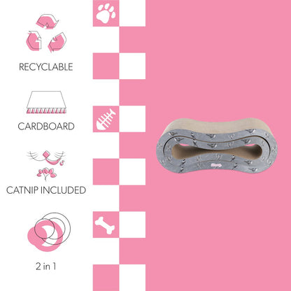 Suvi Modern Cardboard Infinity 2-in-1 Lounge Bed Cat Scratcher with Catnip
