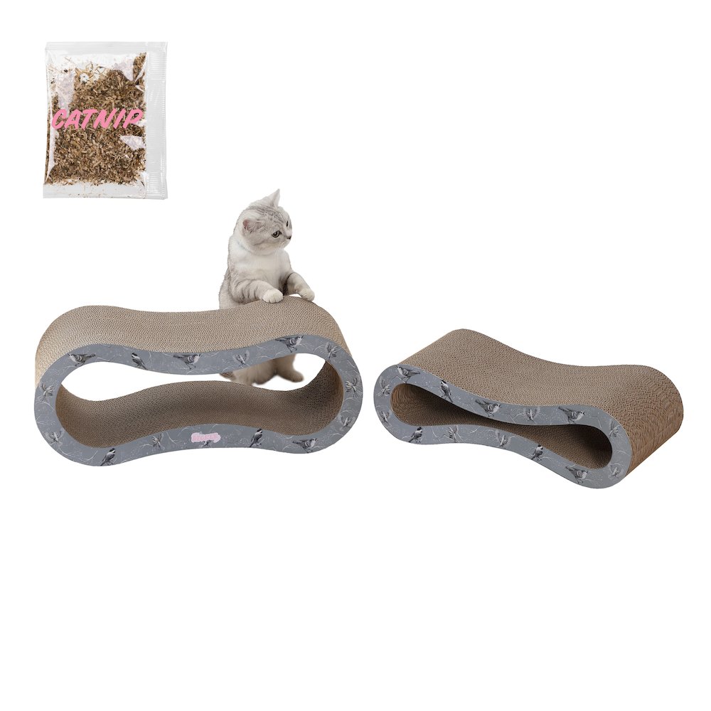 Suvi Modern Cardboard Infinity 2-in-1 Lounge Bed Cat Scratcher with Catnip