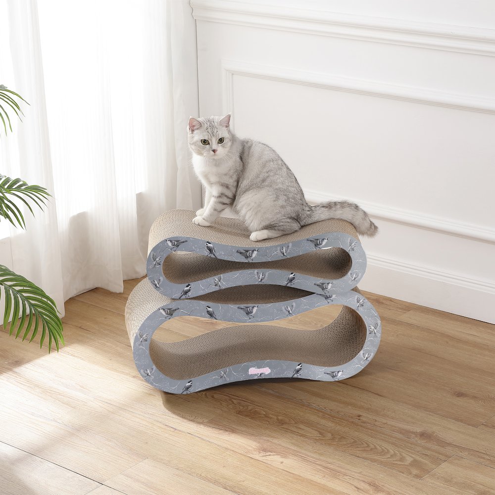 Suvi Modern Cardboard Infinity 2-in-1 Lounge Bed Cat Scratcher with Catnip