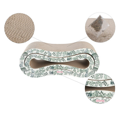 Suvi Modern Cardboard Infinity 2-in-1 Lounge Bed Cat Scratcher with Catnip