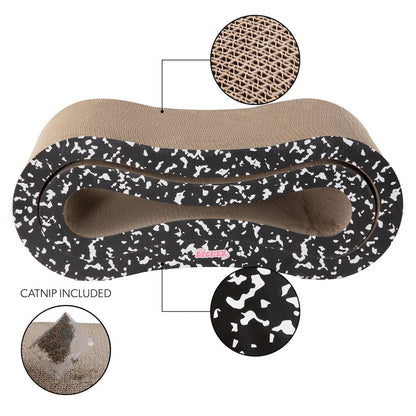 Suvi Infinity 2-in-1 Lounge Bed Scratcher with Catnip, Composition Notebook