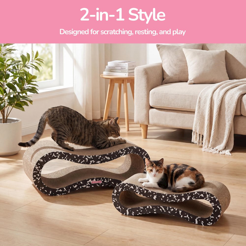 Suvi Infinity 2-in-1 Lounge Bed Scratcher with Catnip, Composition Notebook