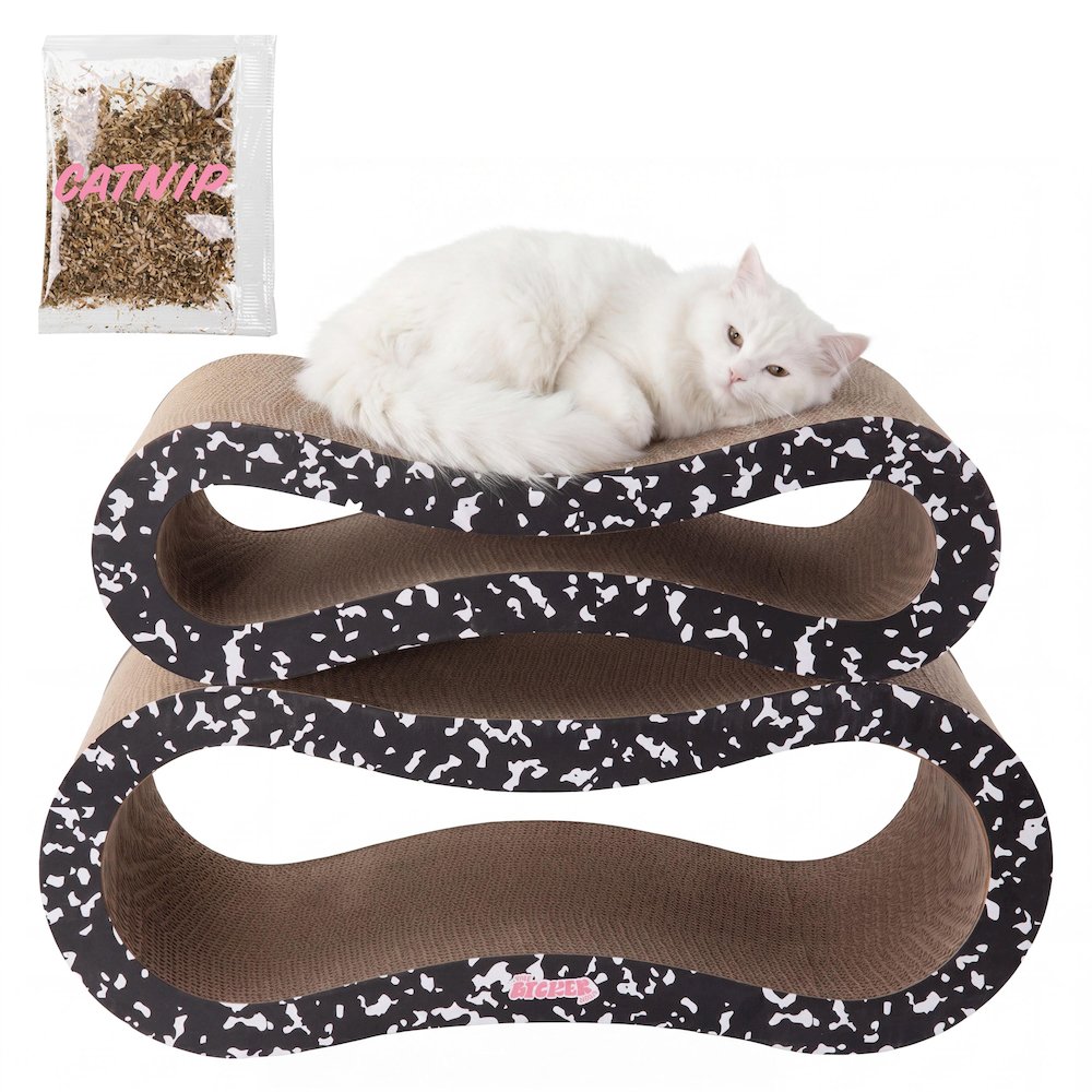 Suvi Infinity 2-in-1 Lounge Bed Scratcher with Catnip, Composition Notebook