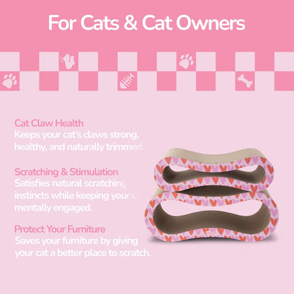 Suvi Cardboard Infinity 2-in-1 Lounge Bed Cat Scratcher with Catnip, Hearts