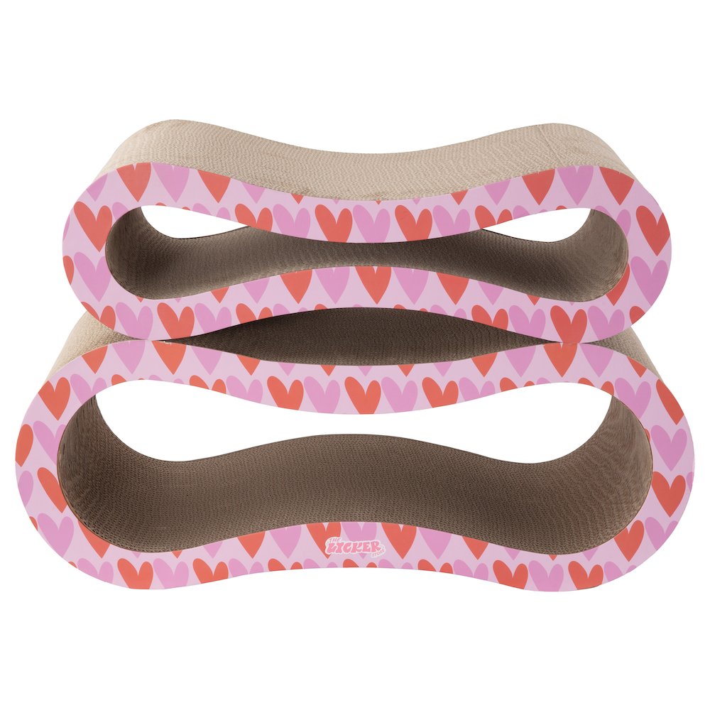 Suvi Cardboard Infinity 2-in-1 Lounge Bed Cat Scratcher with Catnip, Hearts