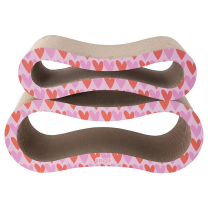Suvi Cardboard Infinity 2-in-1 Lounge Bed Cat Scratcher with Catnip, Hearts