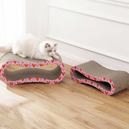 Suvi Cardboard Infinity 2-in-1 Lounge Bed Cat Scratcher with Catnip, Hearts