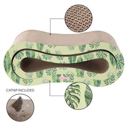 Suvi Modern Cardboard Infinity 2-in-1 Lounge Bed Cat Scratcher with Catnip, Leaf