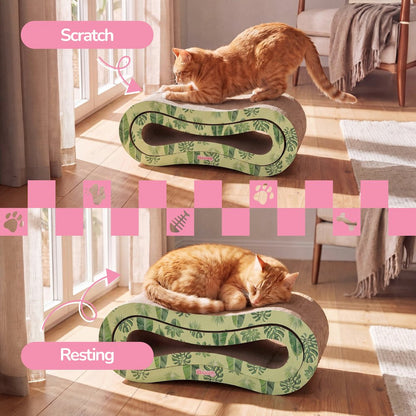 Suvi Modern Cardboard Infinity 2-in-1 Lounge Bed Cat Scratcher with Catnip, Leaf