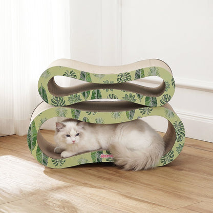 Suvi Modern Cardboard Infinity 2-in-1 Lounge Bed Cat Scratcher with Catnip, Leaf