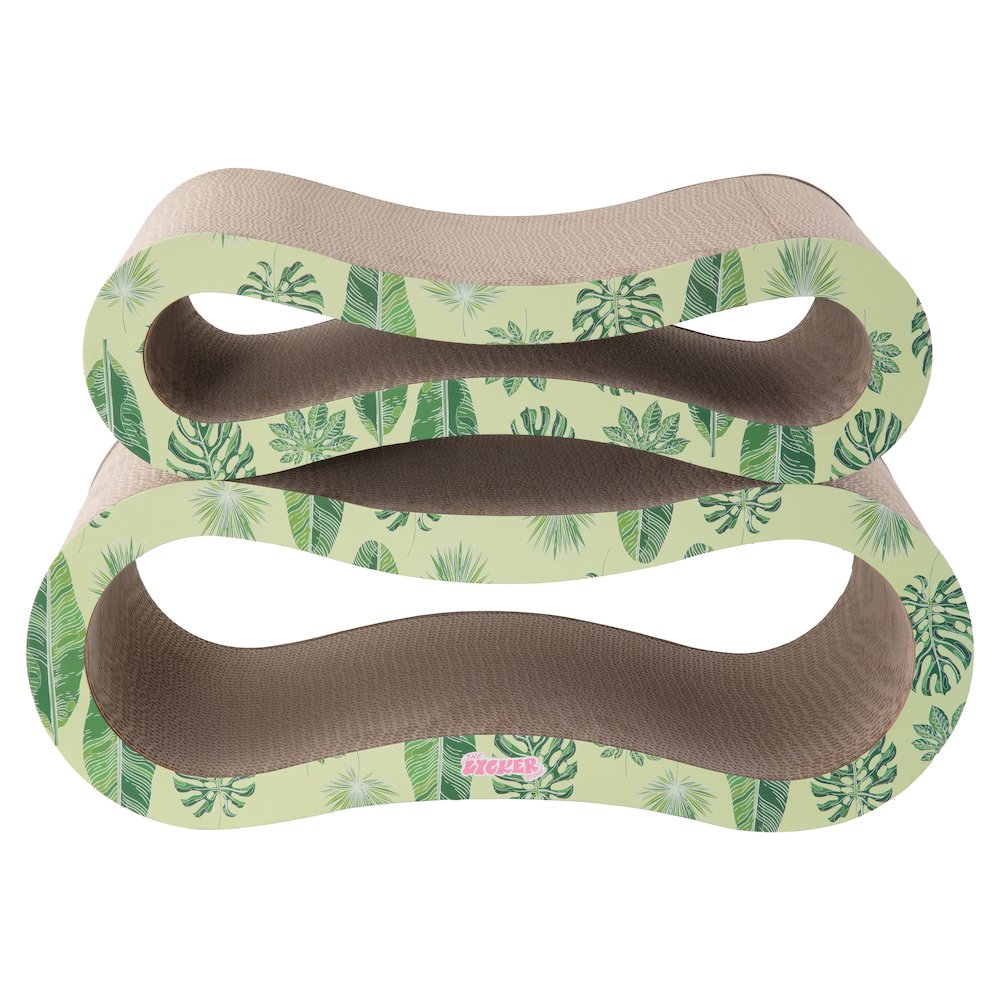 Suvi Modern Cardboard Infinity 2-in-1 Lounge Bed Cat Scratcher with Catnip, Leaf