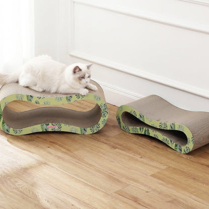 Suvi Modern Cardboard Infinity 2-in-1 Lounge Bed Cat Scratcher with Catnip, Leaf