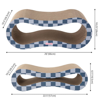 Suvi Cardboard Infinity 2-in-1 Lounge Scratcher with Catnip, Navy/Blue Checker