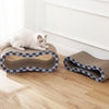 Suvi Cardboard Infinity 2-in-1 Lounge Scratcher with Catnip, Navy/Blue Checker