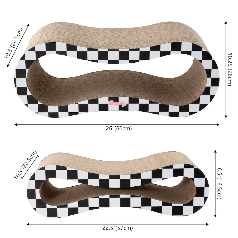 Suvi Cardboard Infinity 2-in-1 Lounge Scratcher with Catnip, Black/White Checker