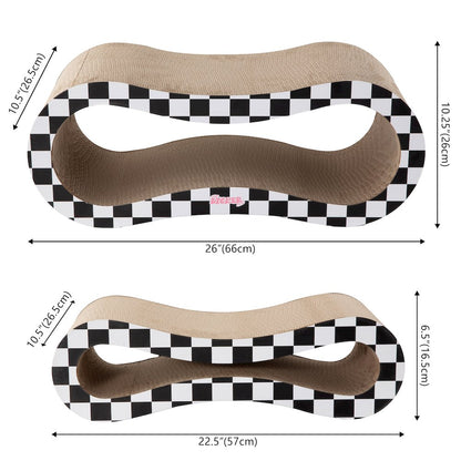 Suvi Cardboard Infinity 2-in-1 Lounge Scratcher with Catnip, Black/White Checker