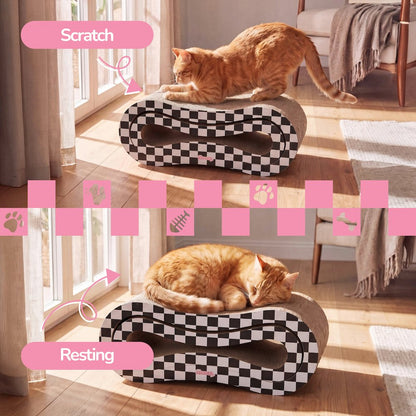 Suvi Cardboard Infinity 2-in-1 Lounge Scratcher with Catnip, Black/White Checker