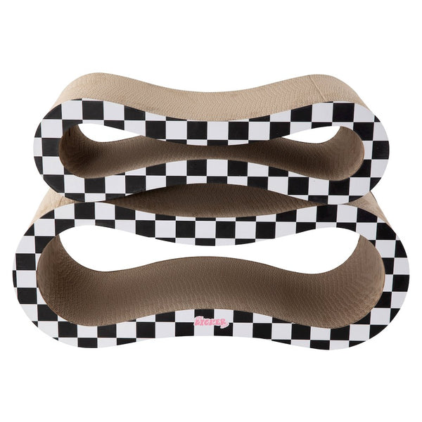 Suvi Cardboard Infinity 2-in-1 Lounge Scratcher with Catnip, Black/White Checker