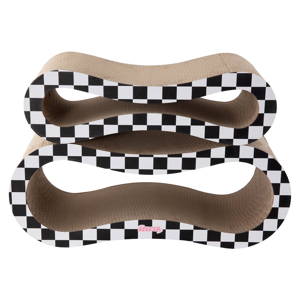 Suvi Cardboard Infinity 2-in-1 Lounge Scratcher with Catnip, Black/White Checker