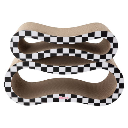 Suvi Cardboard Infinity 2-in-1 Lounge Scratcher with Catnip, Black/White Checker