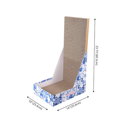 Oliver 23.8" L-Shaped Vertical Cardboard Cat Scratcher, Chinoiserie Blue