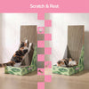 Oliver 23.8" L-Shaped Vertical Cardboard Cat Scratcher, Green Leaf
