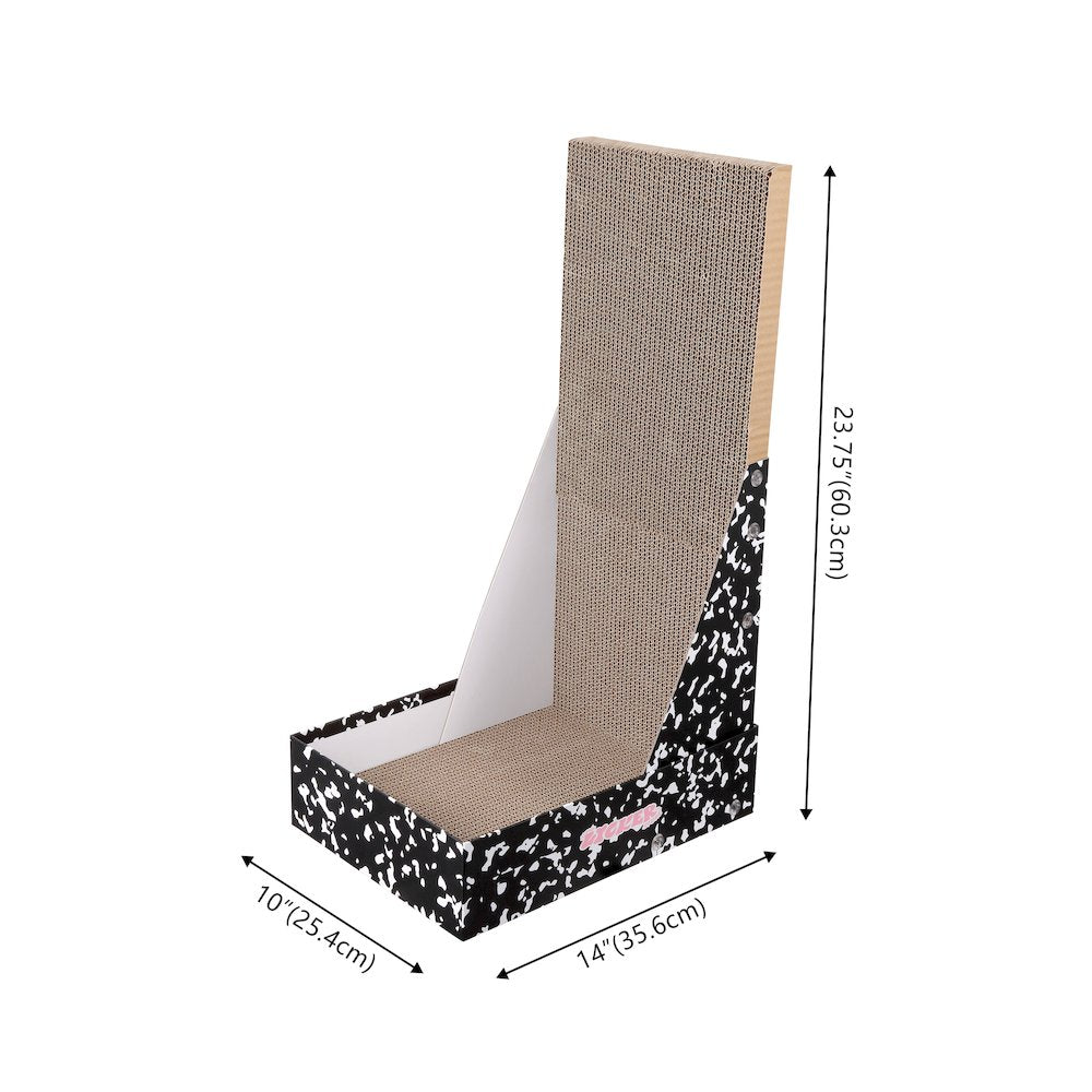 Oliver 23.8" L-Shaped Vertical Cardboard Cat Scratcher, Speckle Black
