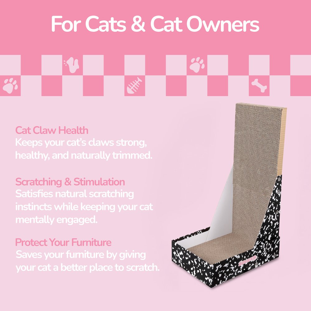 Oliver 23.8" L-Shaped Vertical Cardboard Cat Scratcher, Speckle Black