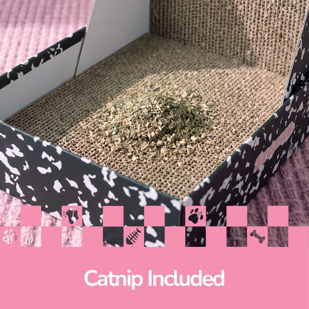 Oliver 23.8" L-Shaped Vertical Cardboard Cat Scratcher, Speckle Black