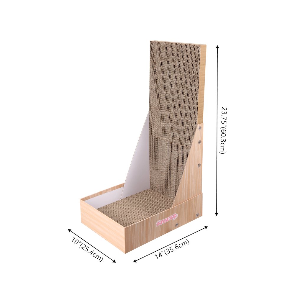 Oliver 23.8" L-Shaped Vertical Cardboard Cat Scratcher, Honey Oak