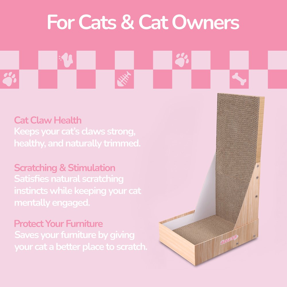 Oliver 23.8" L-Shaped Vertical Cardboard Cat Scratcher, Honey Oak
