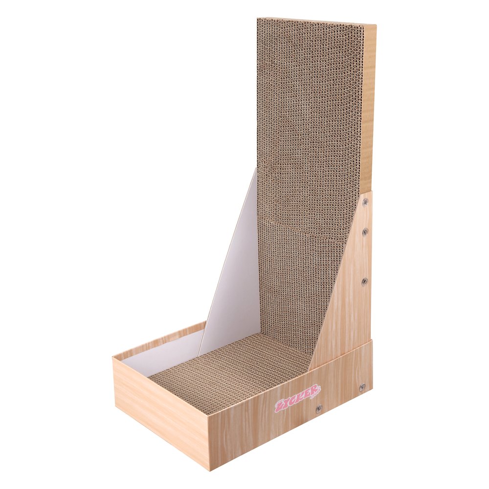 Oliver 23.8" L-Shaped Vertical Cardboard Cat Scratcher, Honey Oak