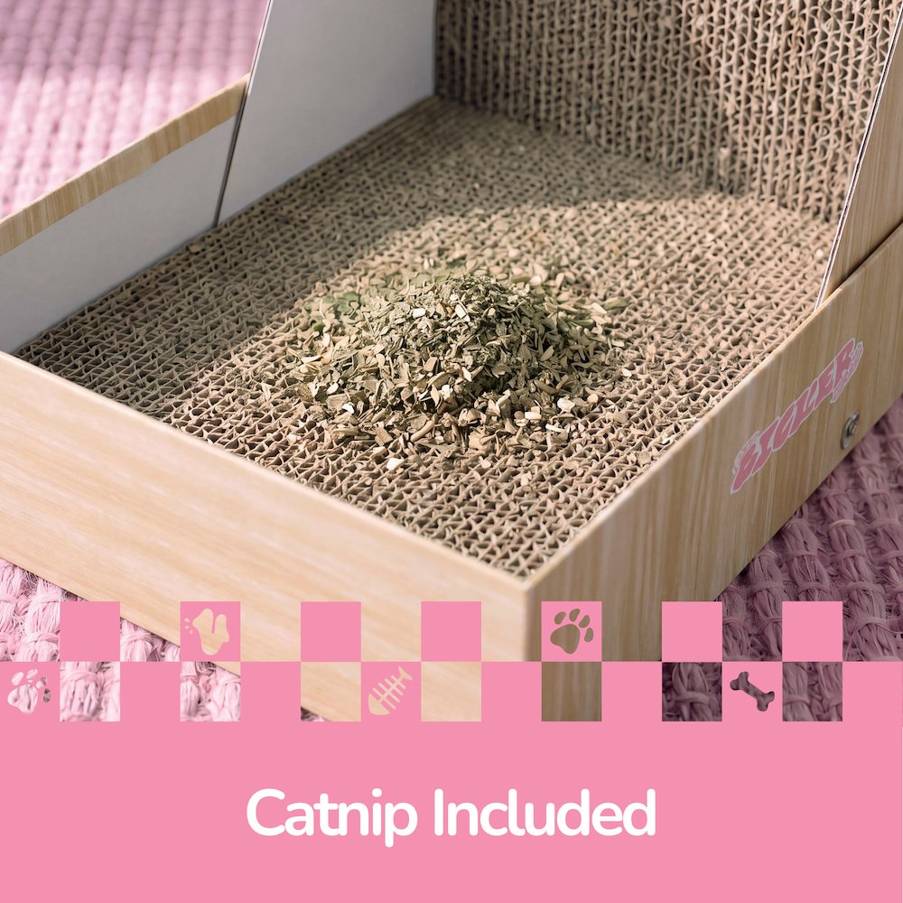 Oliver 23.8" L-Shaped Vertical Cardboard Cat Scratcher, Confetti Pink