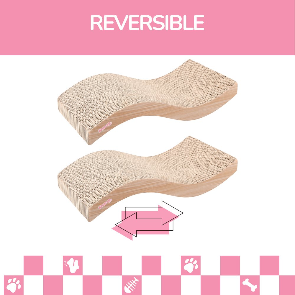 Atlas 17.5" Wave Reversible Cardboard Cat Scratcher, Honey Oat (2 Pack)