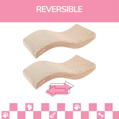 Atlas 17.5" Wave Reversible Cardboard Cat Scratcher, Honey Oat (2 Pack)