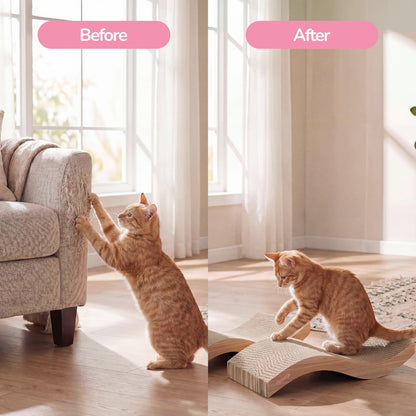 Atlas 17.5" Wave Reversible Cardboard Cat Scratcher, Honey Oat (2 Pack)