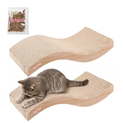 Atlas 17.5" Wave Reversible Cardboard Cat Scratcher, Honey Oat (2 Pack)