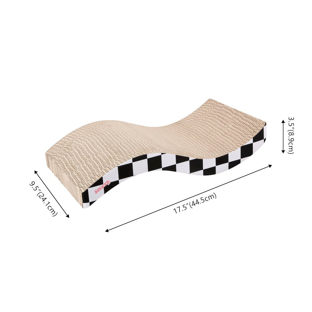 Atlas 17.5" Wave Reversible Cardboard Cat Scratcher, Black Checker (2 Pack)