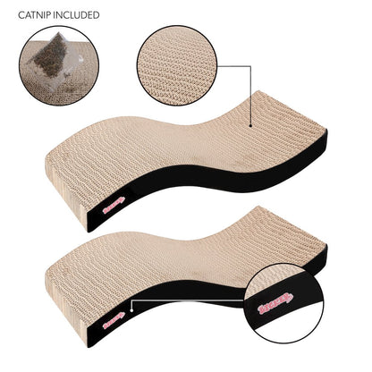 Atlas 17.5" Wave Reversible Cardboard Cat Scratcher, Black (2 Pack)