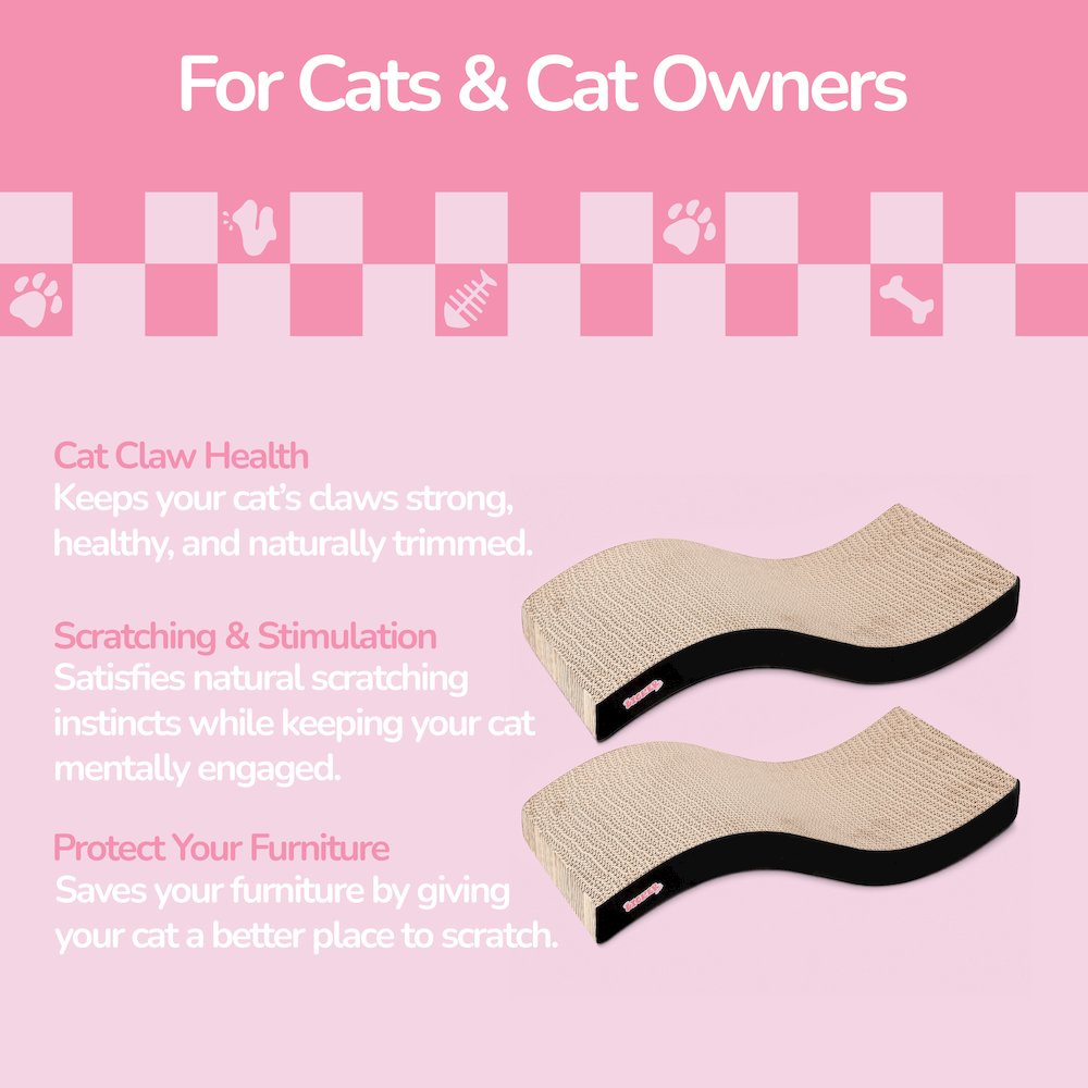 Atlas 17.5" Wave Reversible Cardboard Cat Scratcher, Black (2 Pack)