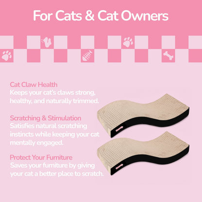 Atlas 17.5" Wave Reversible Cardboard Cat Scratcher, Black (2 Pack)