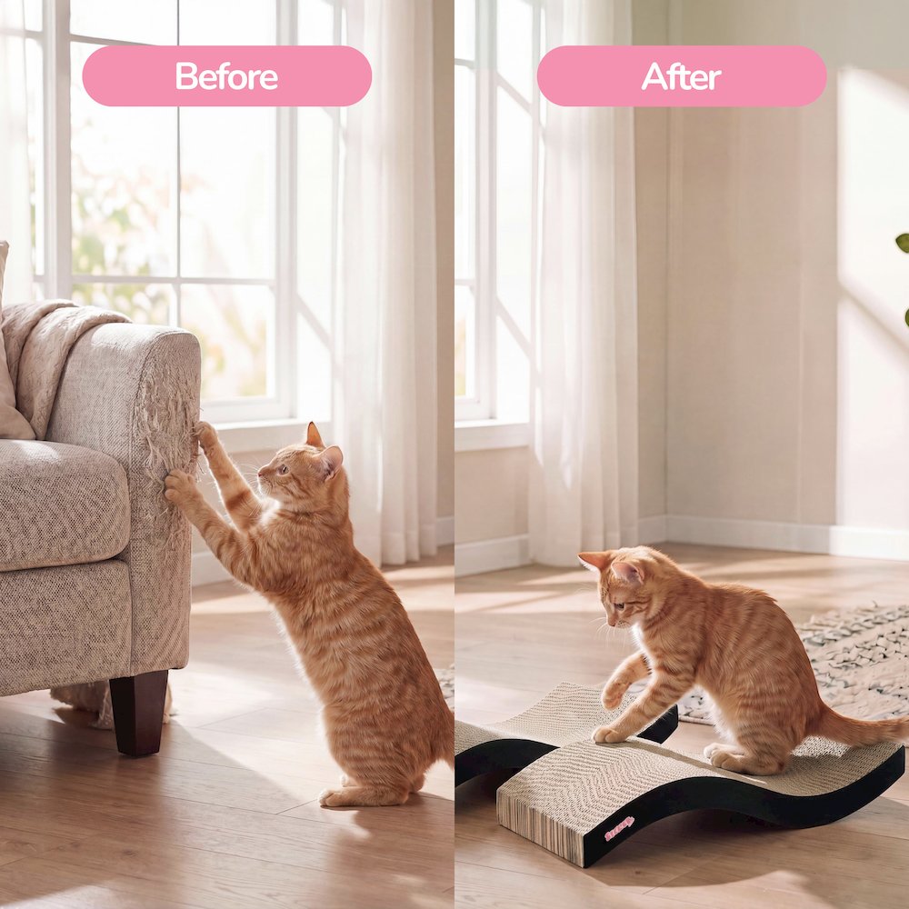 Atlas 17.5" Wave Reversible Cardboard Cat Scratcher, Black (2 Pack)
