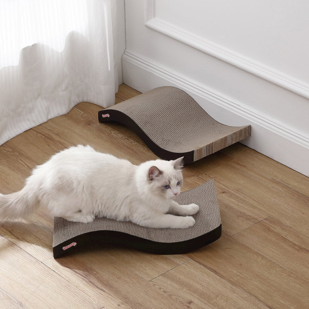 Atlas 17.5" Wave Reversible Cardboard Cat Scratcher, Black (2 Pack)
