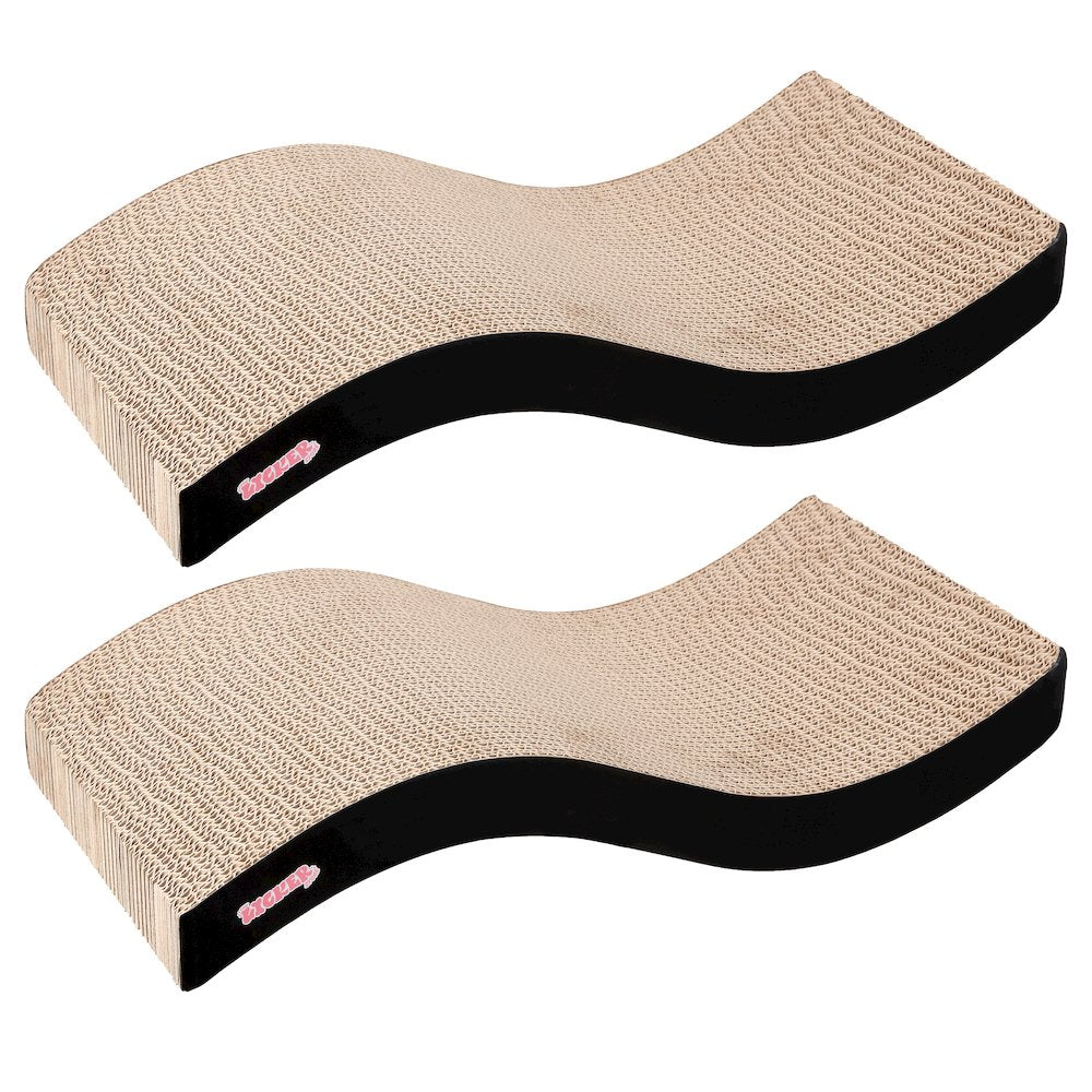 Atlas 17.5" Wave Reversible Cardboard Cat Scratcher, Black (2 Pack)