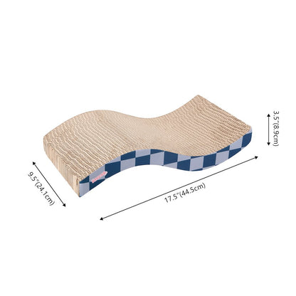 Atlas 17.5" Wave Reversible Cardboard Cat Scratcher, Navy Checker (2 Pack)