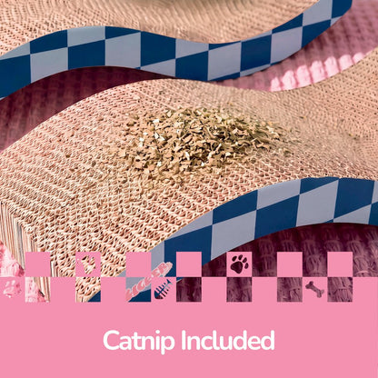 Atlas 17.5" Wave Reversible Cardboard Cat Scratcher, Navy Checker (2 Pack)