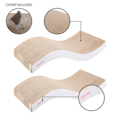 Atlas 17.5" Wave Reversible Cardboard Cat Scratcher, White (2 Pack)